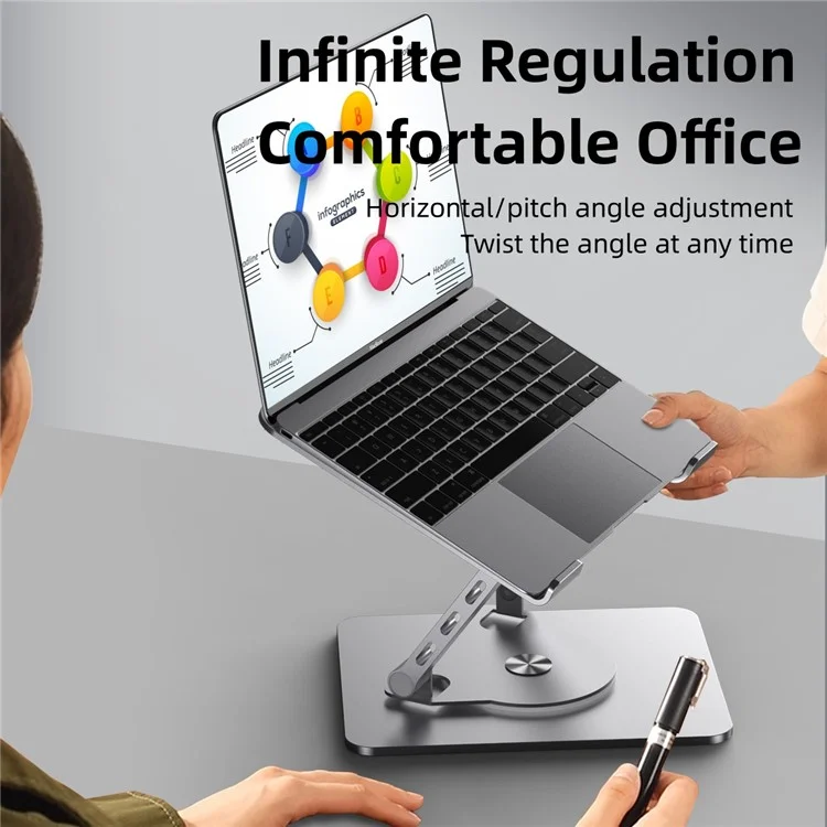 D087L Alloy Steel Desktop Laptop Bracket Heat Dissipation Foldable Rotatable Notebook Stand - Silver