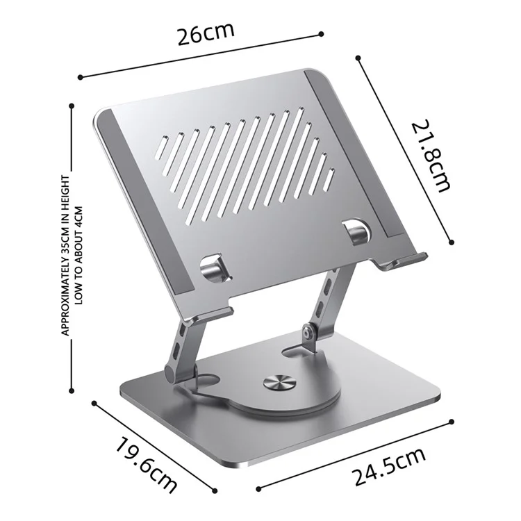 D087L Alloy Steel Desktop Laptop Bracket Heat Dissipation Foldable Rotatable Notebook Stand - Silver