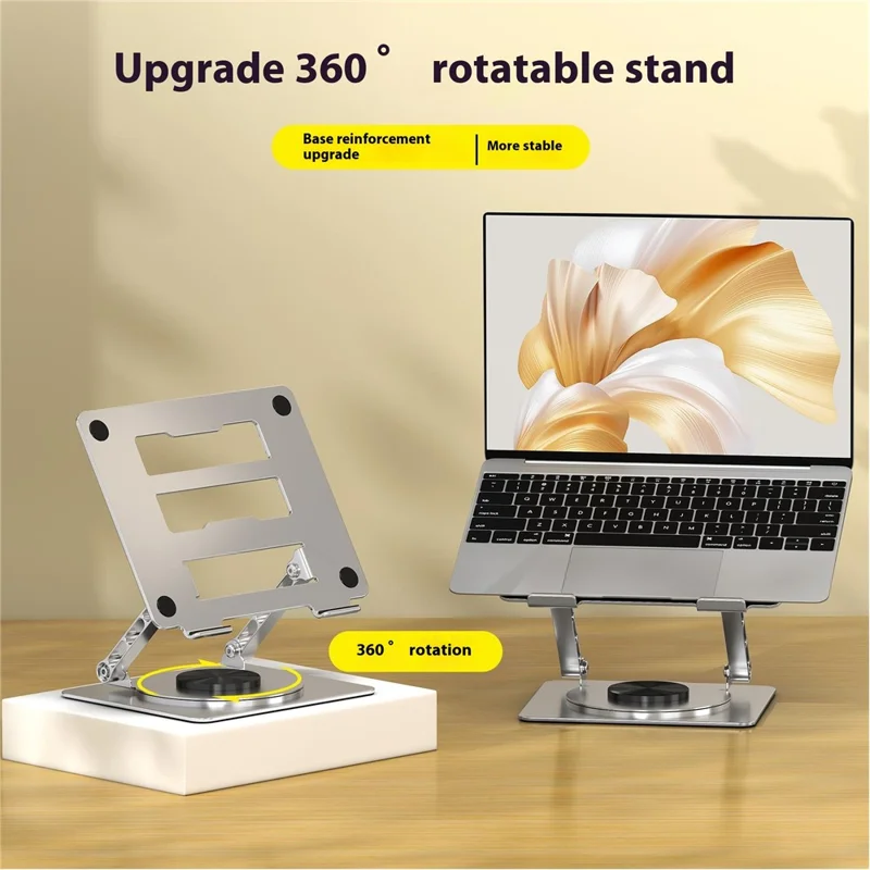 D031 Alloy Steel Rotatable Desktop Laptop Holder Heat Dissipation Notebook Heighten Stand - Grey