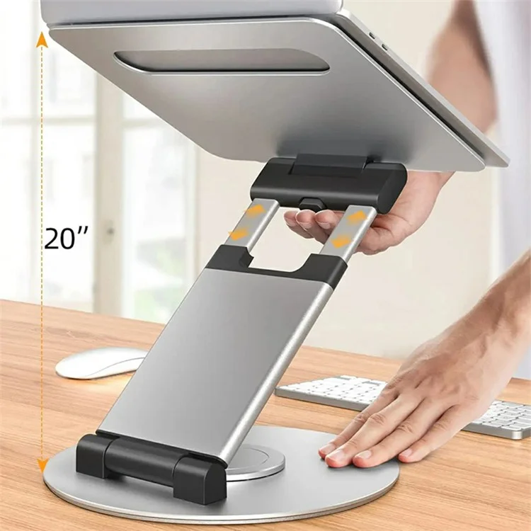 DT018XS Desktop Laptop Heighten Bracket Aluminum Alloy Rotatable Heat Dissipation Notebook Stand - Silver