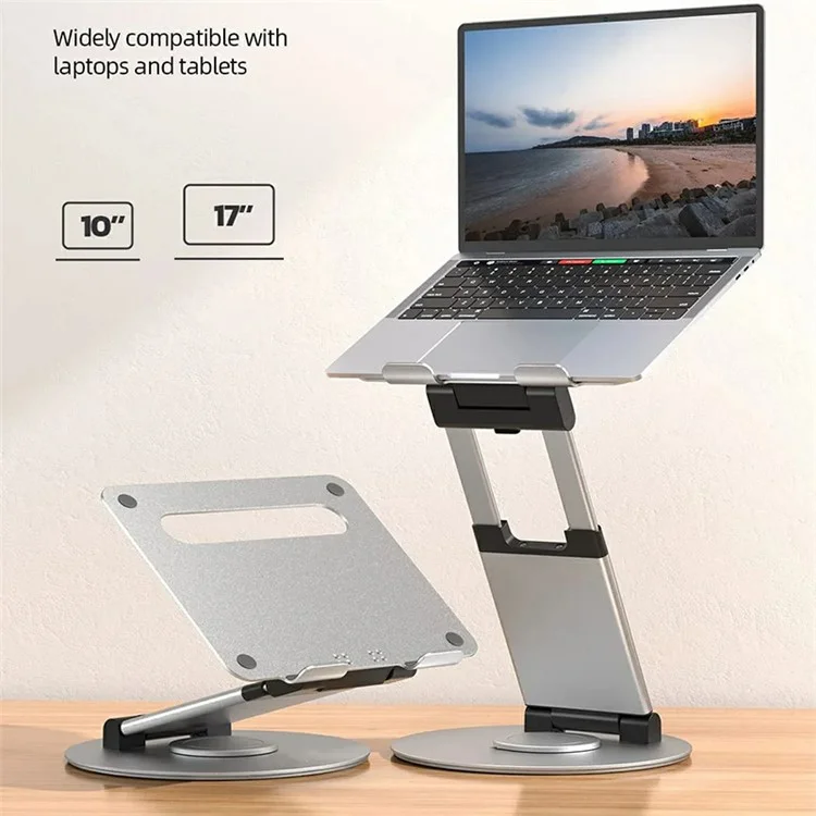 DT018XS Desktop Laptop Heighten Bracket Aluminum Alloy Rotatable Heat Dissipation Notebook Stand - Silver