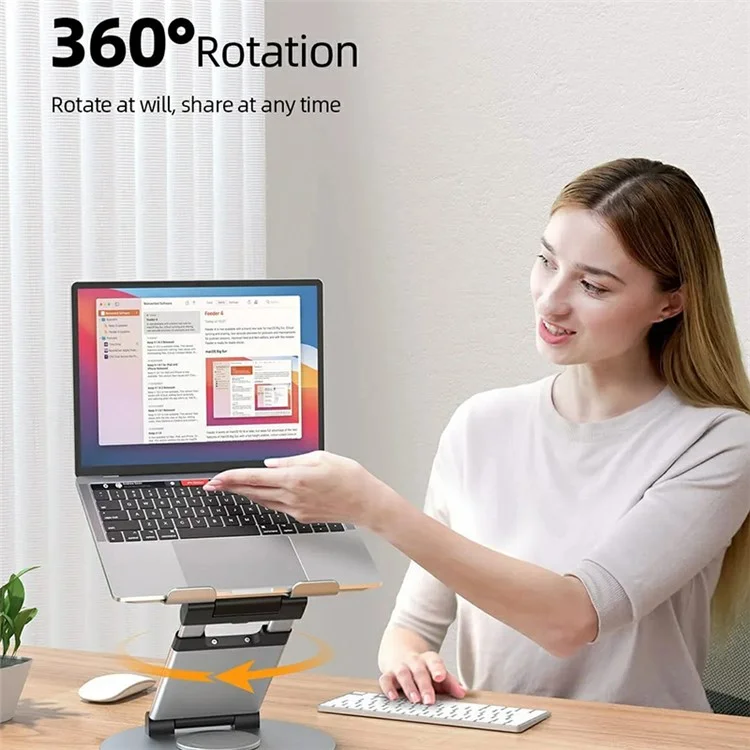 DT018XS Desktop Laptop Heighten Bracket Aluminum Alloy Rotatable Heat Dissipation Notebook Stand - Silver