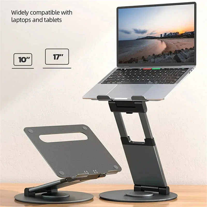 DT018XS Desktop Laptop Heighten Bracket Aluminum Alloy Rotatable Heat Dissipation Notebook Stand - Grey