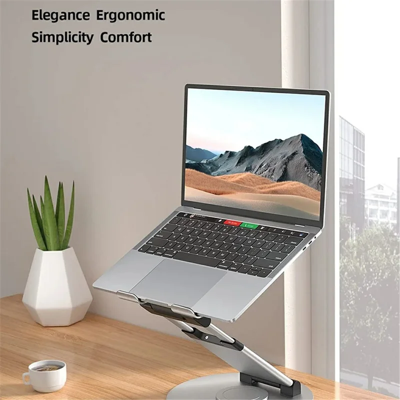 DT018XS Desktop Laptop Heighten Bracket Aluminum Alloy Rotatable Heat Dissipation Notebook Stand - Grey