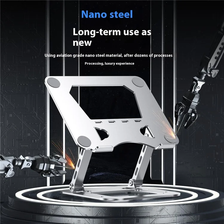 Suporte de Resfriamento Ajustável para Notebook T64 de Metal, Dobrável, para Mesa - Prata