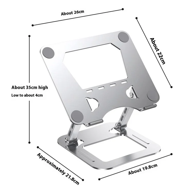 Suporte de Resfriamento Ajustável para Notebook T64 de Metal, Dobrável, para Mesa - Prata