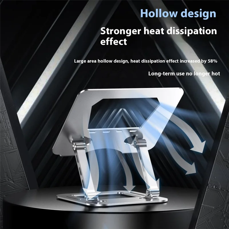 T64 Adjustable Notebook Heat Dissipation Stand Metal Desktop Foldable Laptop Bracket - Grey
