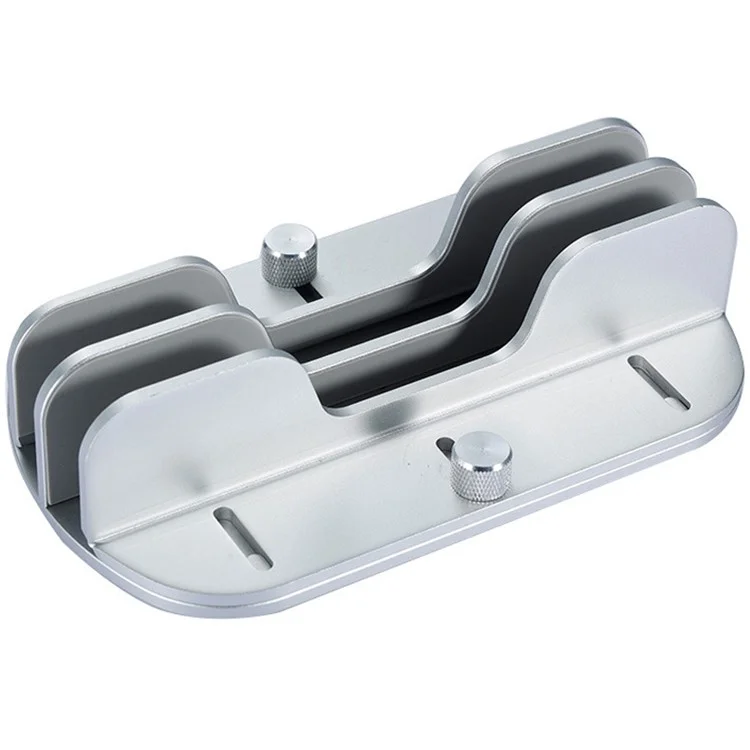 Z34A Large Size Dual Slot Notebook Vertical Storage Base Adjustable Aluminum Alloy Laptop Desktop Stand - Silber