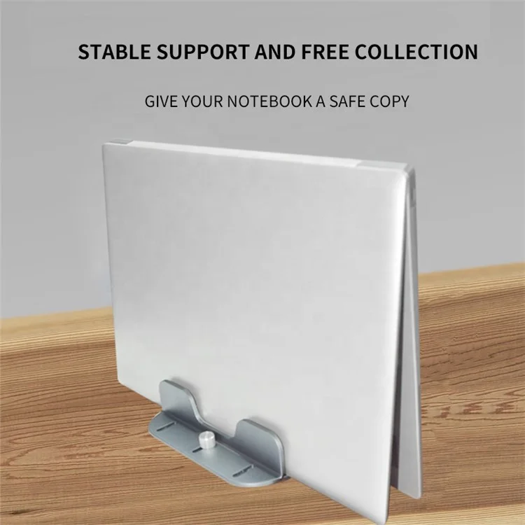 Z34A Large Size Dual Slot Notebook Vertical Storage Base Adjustable Aluminum Alloy Laptop Desktop Stand - Silber