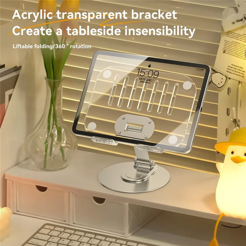 H14 Acrylic+Aluminum Alloy Laptop Stand Holder Notebook Computer Riser with Rotation Design