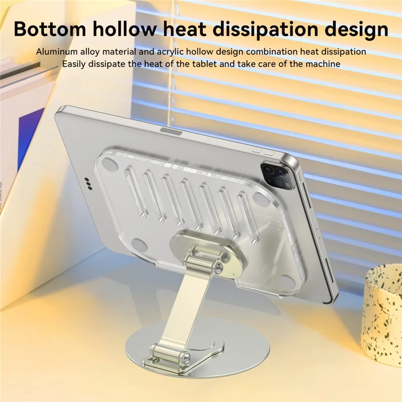 H14 Acrylic+Aluminum Alloy Laptop Stand Holder Notebook Computer Riser with Rotation Design
