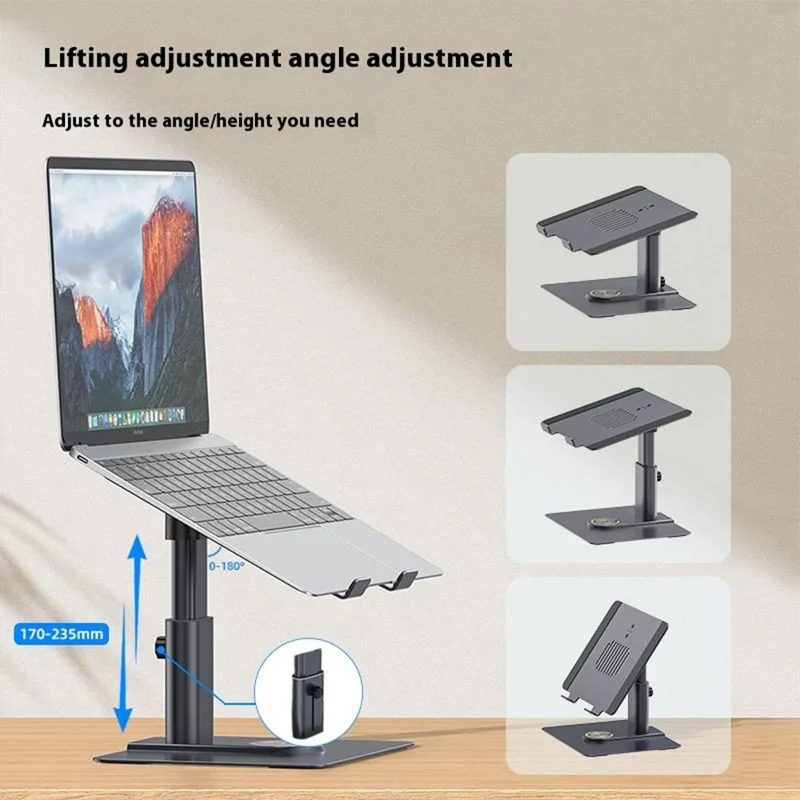 E8AW Desktop Laptop Bracket Aluminum Alloy Heat Dissipation Stand with Wireless Charging Dock