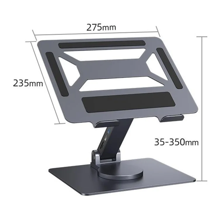 E17SU Pro Laptop Riser Stand Rotatable Desktop Bracket 8-in-1 USB Hub Docking Station - Tarnish