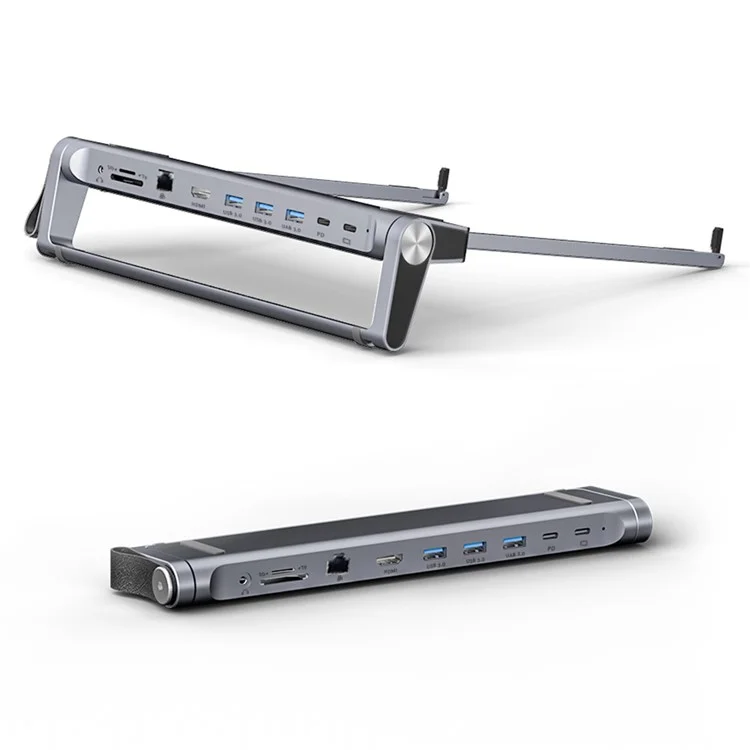 T12U Para Laptop de 7-17 Pulgadas, Soporte Plegable para Tablet con Estación de Acoplamiento de 9 en 1
