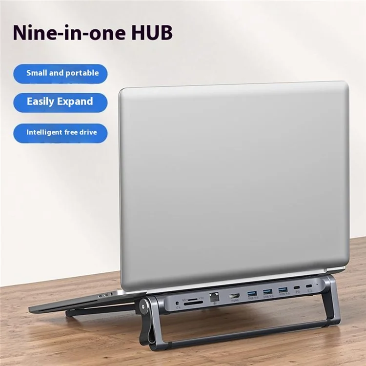 T12U Para Laptop de 7-17 Pulgadas, Soporte Plegable para Tablet con Estación de Acoplamiento de 9 en 1