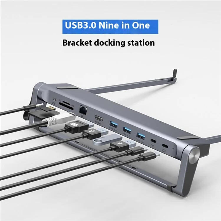 T12U Para Laptop de 7-17 Pulgadas, Soporte Plegable para Tablet con Estación de Acoplamiento de 9 en 1