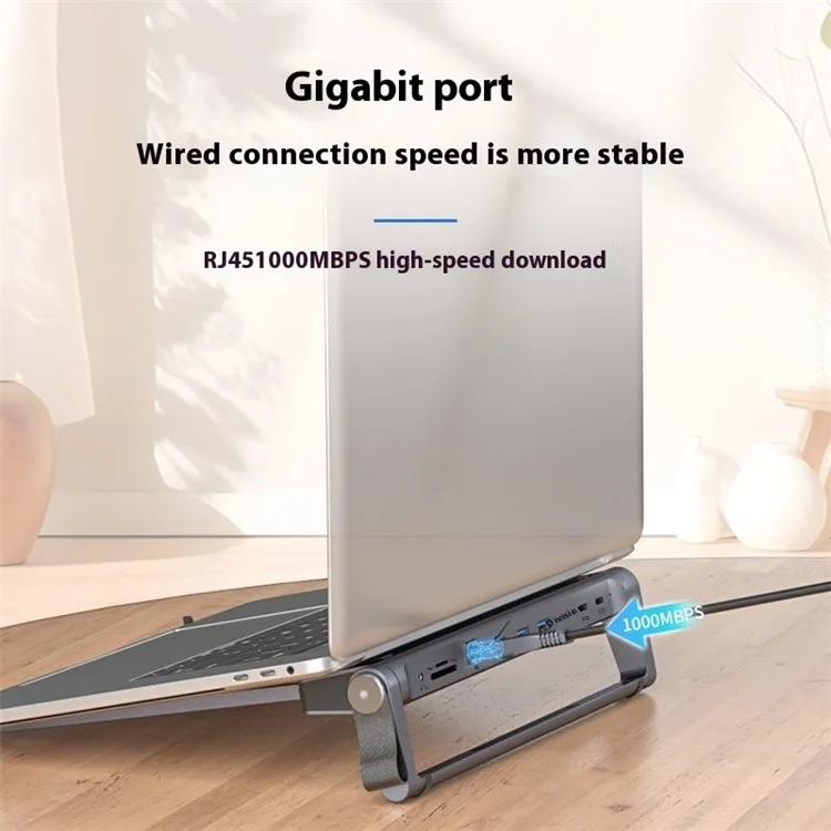 T12U Para Laptop de 7-17 Pulgadas, Soporte Plegable para Tablet con Estación de Acoplamiento de 9 en 1