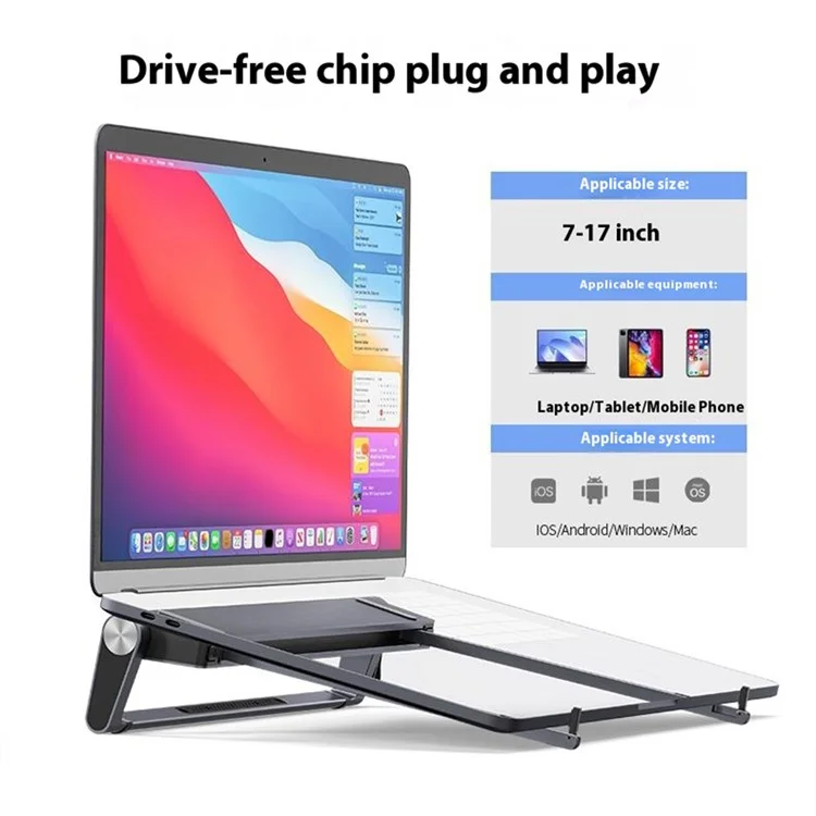 T12U Para Laptop de 7-17 Pulgadas, Soporte Plegable para Tablet con Estación de Acoplamiento de 9 en 1
