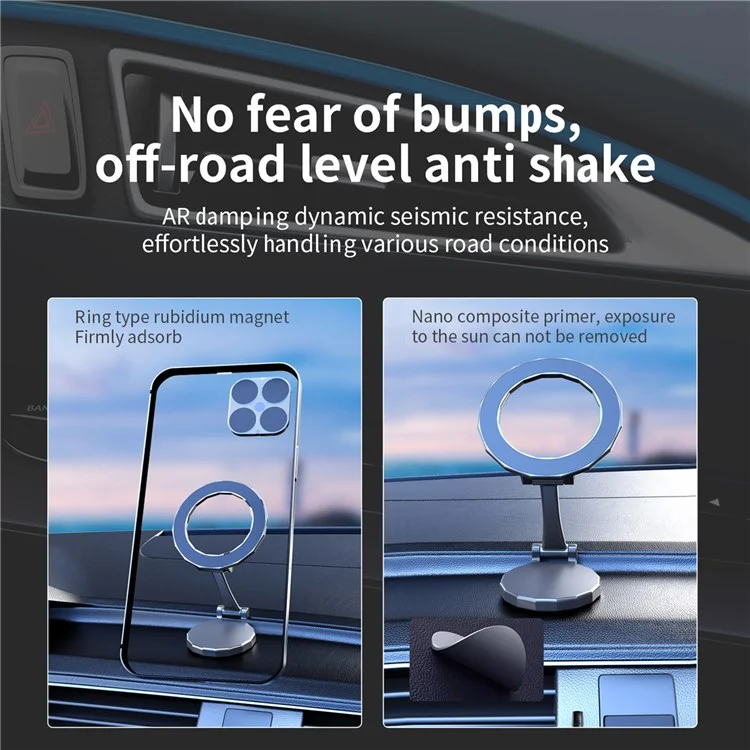 Suporte magnético para carro H820 com montagem no painel, rotação de 360 graus e dobrável - Manchado