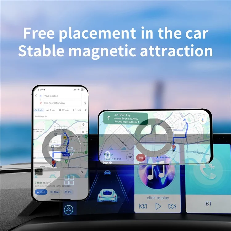 Suporte magnético para carro H820 com montagem no painel, rotação de 360 graus e dobrável - Manchado