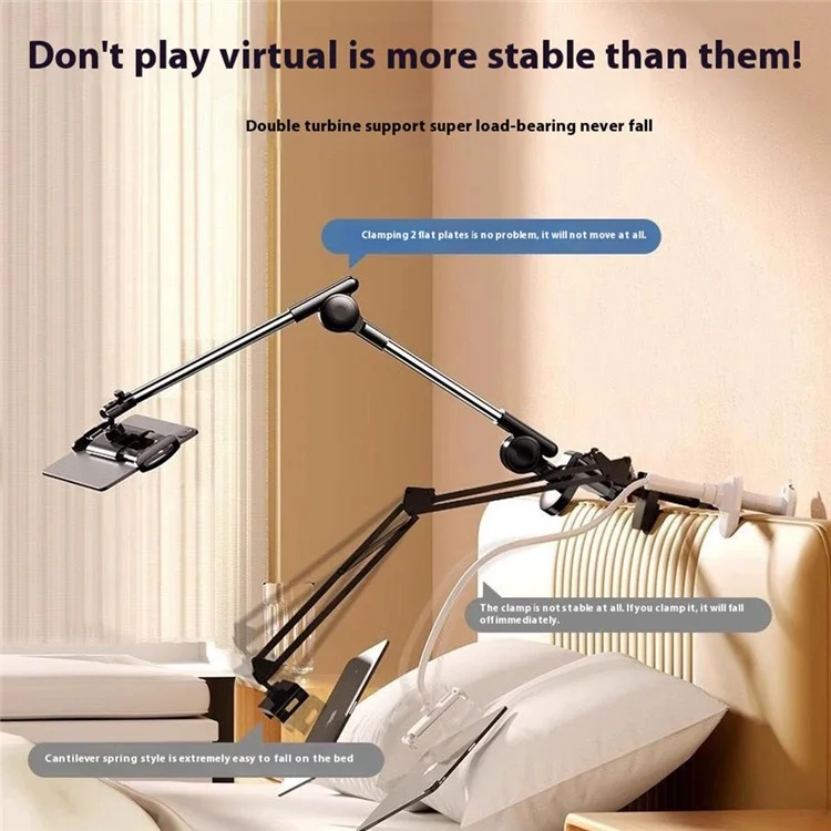 Soporte de tableta y teléfono de escritorio ZM-050, ajustable, con rotación de 360 grados, para uso cómodo.