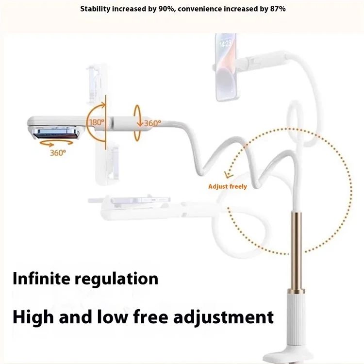 LR-060 110cm Bedside Flexible Phone Holder 360 Degree Rotation Overhead Live Streaming Phone Bracket