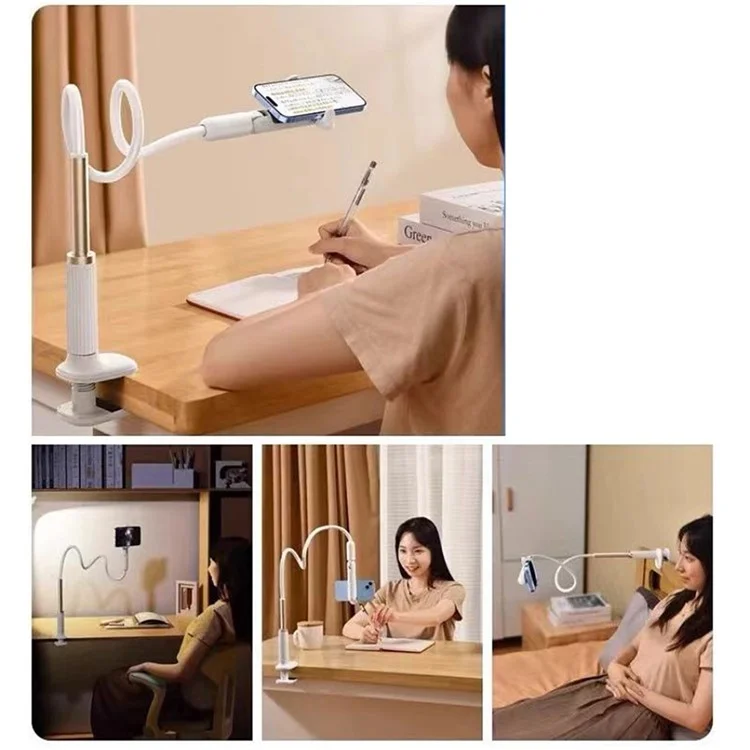 LR-060 110cm Bedside Flexible Phone Holder 360 Degree Rotation Overhead Live Streaming Phone Bracket