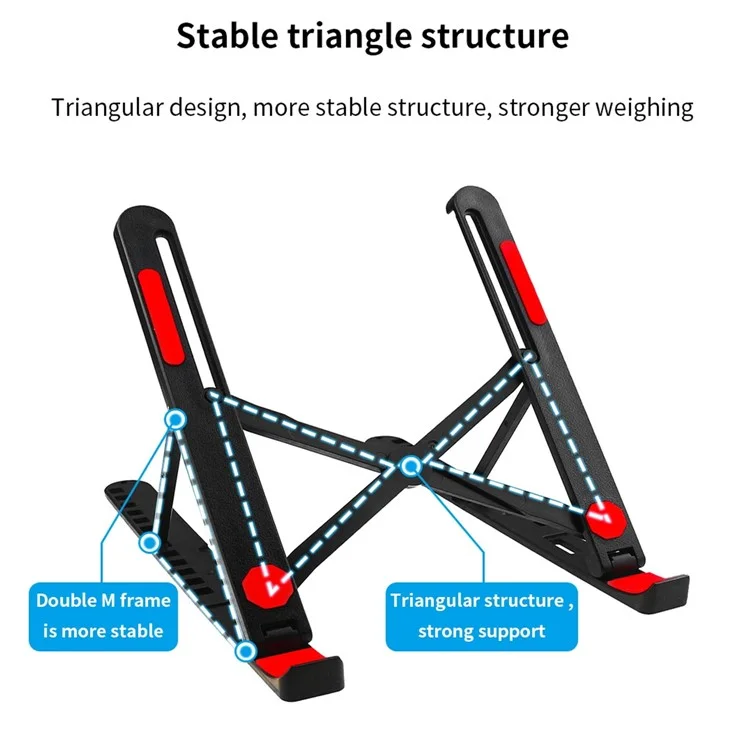 A9 Portable Laptop Stand 13 Height Adjustable Levels Foldable Notebook Desktop Riser Holder - Red