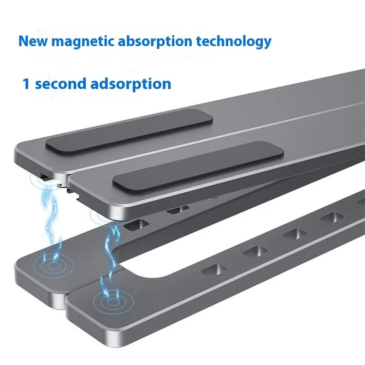 Support de Laptop X3 Magnétique Pliable Portable en Alliage d'Aluminium Support pour Tablette et Ordinateur Portable - Noir