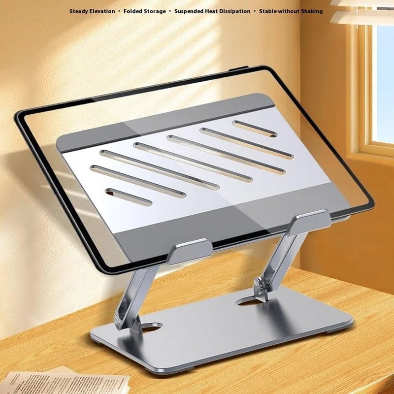 Soporte de Refrigeración para Portátil GFS02-T de Acero al Carbono - Altura Ajustable, Plegable - Plata