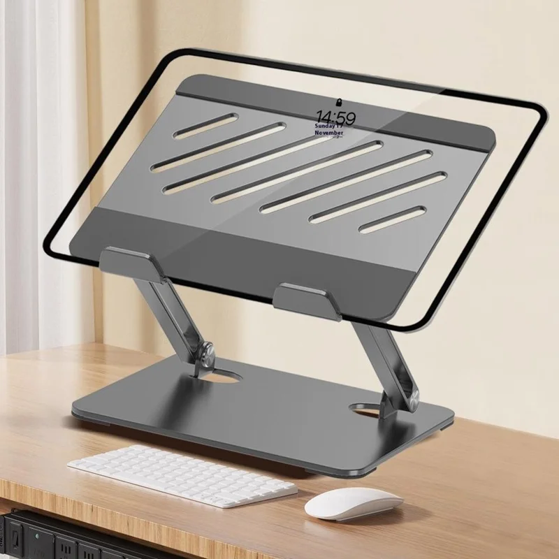 Soporte de Refrigeración para Portátil GFS02-T de Acero al Carbono - Altura Ajustable, Plegable - Plata