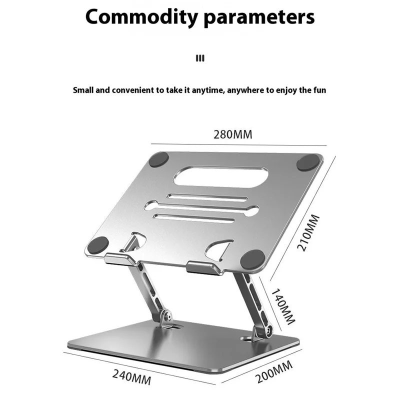 GFS05-T Pour Ordinateurs Portables / Tablettes Support de Refroidissement en Acier au Carbone Hauteur Réglable Pliable - Argent