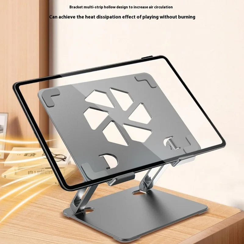 Support de refroidissement pour ordinateur portable en acier au carbone GFS06-T Réglable en hauteur Aéré pour tablettes - Gris