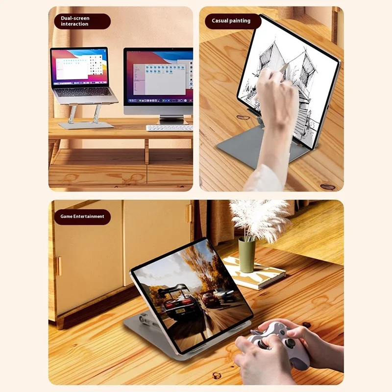 Support de refroidissement pour ordinateur portable en acier au carbone GFS06-T Réglable en hauteur Aéré pour tablettes - Gris