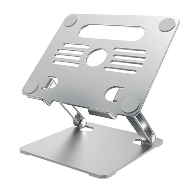 Support de Refroidissement GFS08-T pour Ordinateur Portable en Acier Carbone - Support de Tablette Réglable en Hauteur avec Design Ajouré - Argent