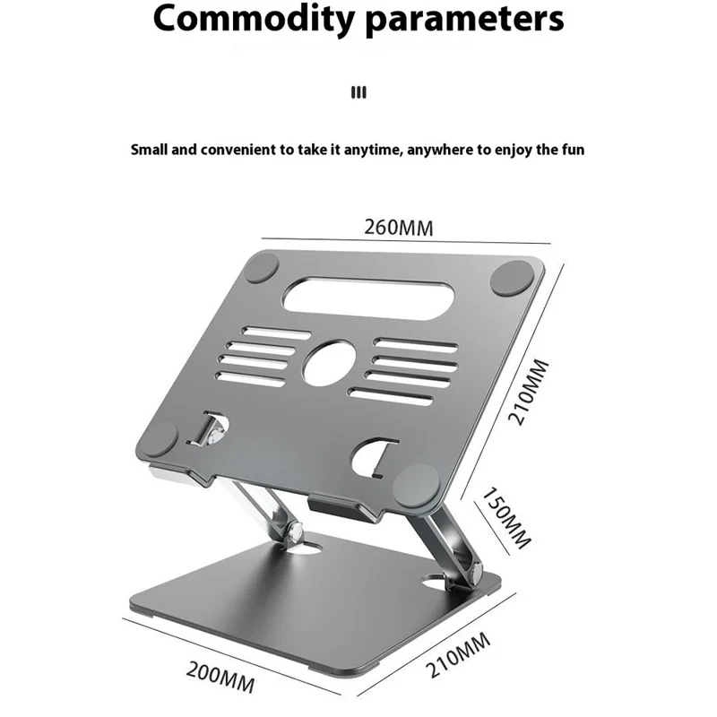 GFS08-T Notebook Bracket Carbon Steel Laptop Cooling Stand Adjustable Height Hollow Out Tablet Support - Grey