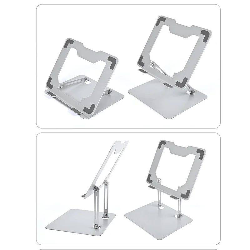 Soporte de Refrigeración Plegable para Portátil GFS012-T de Acero al Carbono con Altura Ajustable y Soporte para Tablet - Plateado