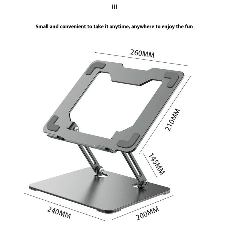 Soporte de Refrigeración Plegable para Portátil GFS012-T de Acero al Carbono con Altura Ajustable y Soporte para Tablet - Plateado