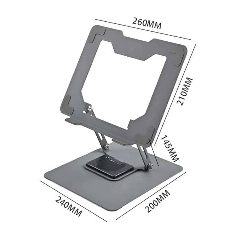 GFX012-T 360-Grad-Drehbarer Laptop-Halter Kühlständer Höhenverstellbar aus Kohlenstoffstahl Faltbare Halterung - Grau