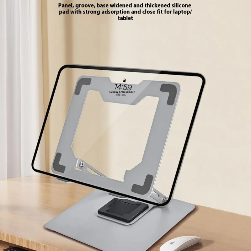 GFX012-T 360-Grad-Drehbarer Laptop-Halter Kühlständer Höhenverstellbar aus Kohlenstoffstahl Faltbare Halterung - Grau