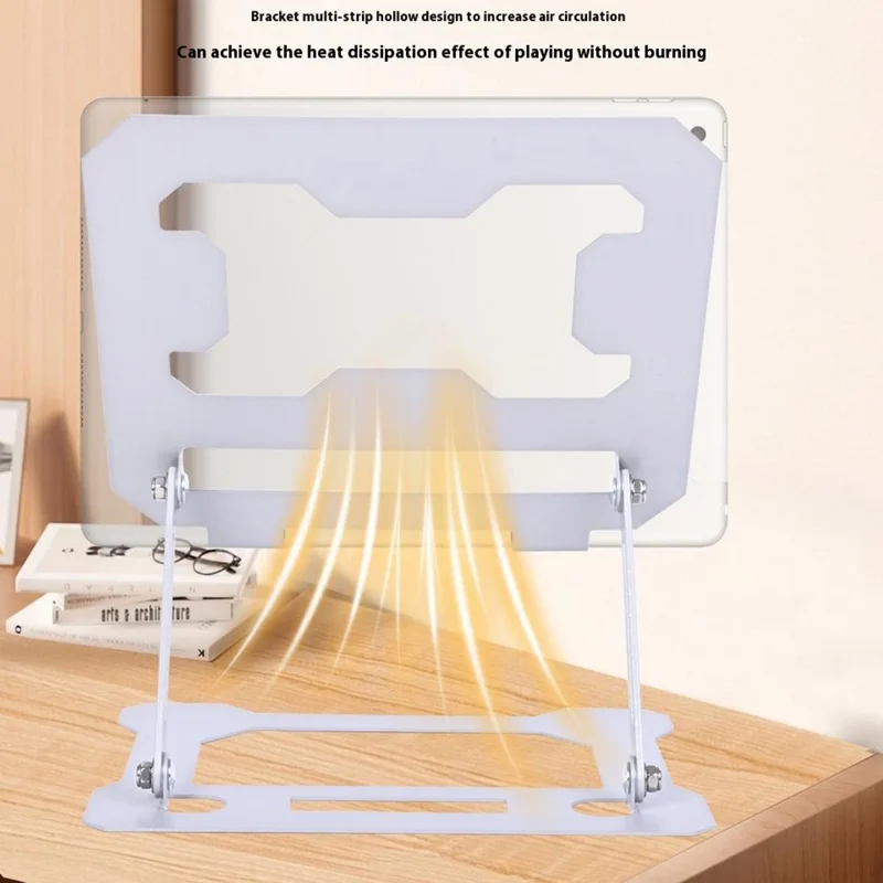 Soporte de Refrigeración para Portátil GFS14-TT de Acero al Carbono, Capacidad de 5 kg, Altura Ajustable con Diseño Calado - Plateado