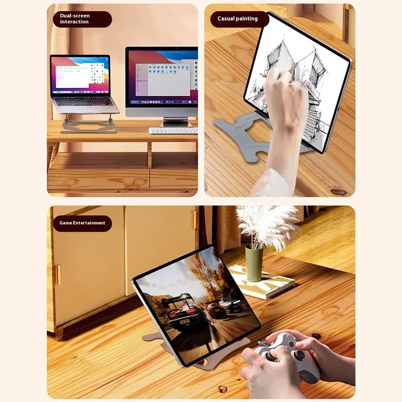 Soporte plegable de tableta de acero al carbono GFS015-T con altura ajustable y disipación de calor para portátiles