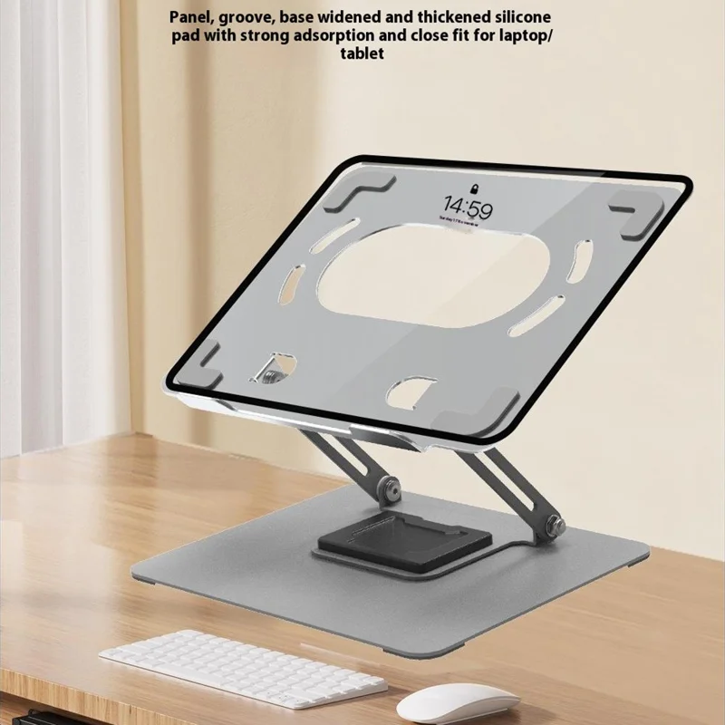 Supporto di raffreddamento per laptop GFX07-T con altezza regolabile, rotazione a 360 gradi, struttura pieghevole in acciaio al carbonio - Grigio