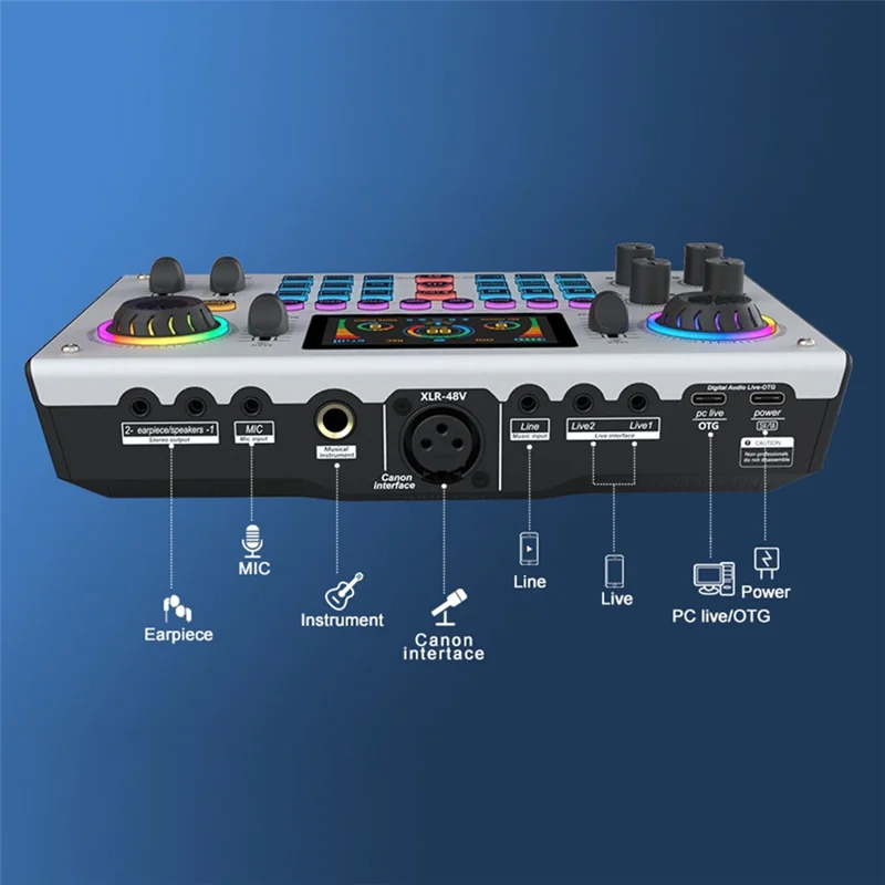 C100pro 5 Звуковых эффектов Портативная живая звуковая карта Аудио Микшер для стриминга / Записи - Белый
