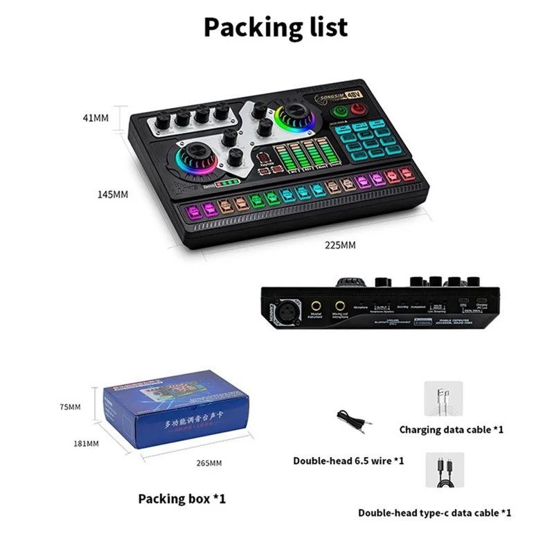 X5 Professionelle Live-Streaming Soundkarte Audiointerface Aufnahmegerät mit DSP-Rauschunterdrückung