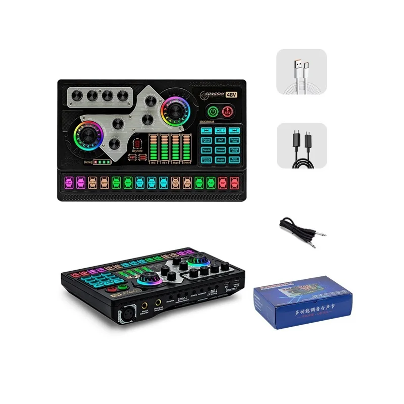 X5 Professionelle Live-Streaming Soundkarte Audiointerface Aufnahmegerät mit DSP-Rauschunterdrückung