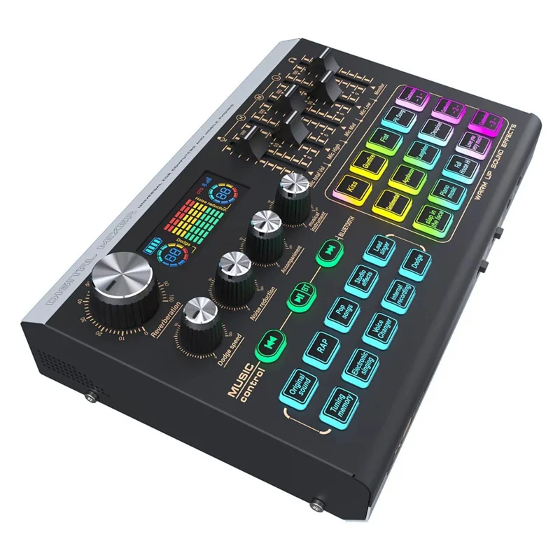 Mezclador de audio compatible con Bluetooth X9 con alimentación fantasma XLR de 48V Tarjeta de sonido USB de 4 canales Cambiador de voz