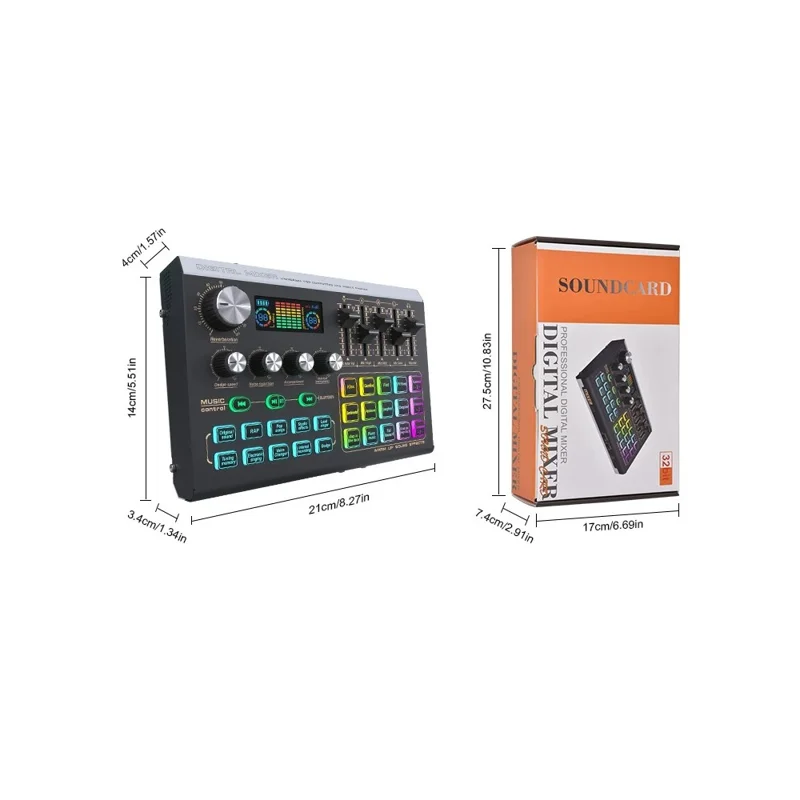 Mezclador de audio compatible con Bluetooth X9 con alimentación fantasma XLR de 48V Tarjeta de sonido USB de 4 canales Cambiador de voz