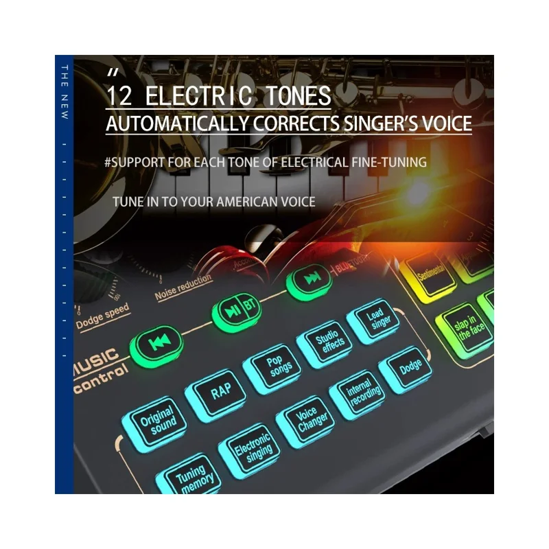 Mezclador de audio compatible con Bluetooth X9 con alimentación fantasma XLR de 48V Tarjeta de sonido USB de 4 canales Cambiador de voz