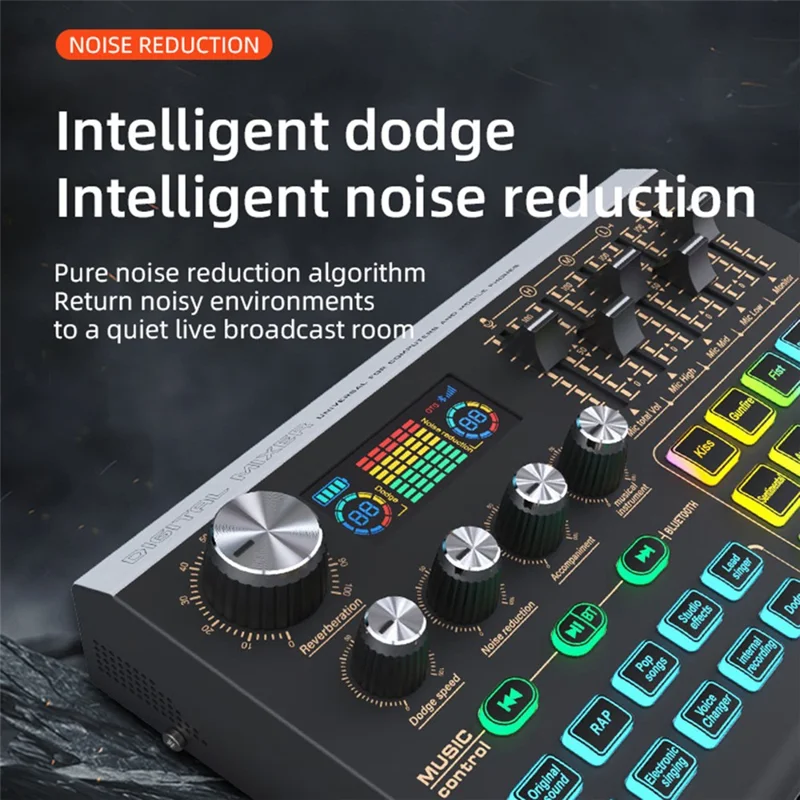Mezclador de audio compatible con Bluetooth X9 con alimentación fantasma XLR de 48V Tarjeta de sonido USB de 4 canales Cambiador de voz